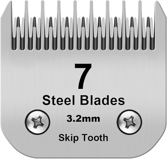 7 Skip Tooth Detachable Pet Dog Grooming Steel Blades,Compatible with Andis,Oster A5,Wahl KM10 Series Clippers,Cut Length 1/8-Inch (3.2mm) ,1 Pack