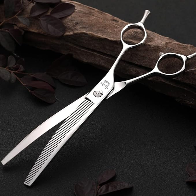 Fenice Peak Dog Grooming Shears Curved Thinning Scissors for Dogs and Cats Face Body Trimming Shears 440C 7''