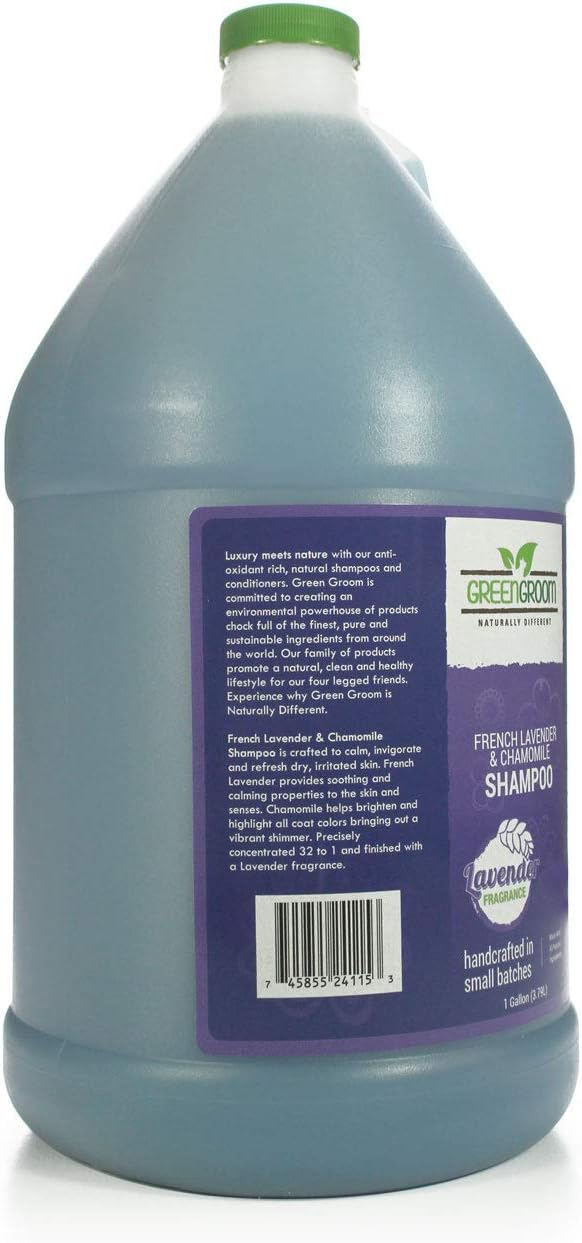 Green Groom French Lavender & Chamomile Aromatherapy Dog Shampoo, 1 Gallon - Soothing and Calming, Chamomile Infused, Natural Ingredients, Professional Grooming Grade, Deodorizing