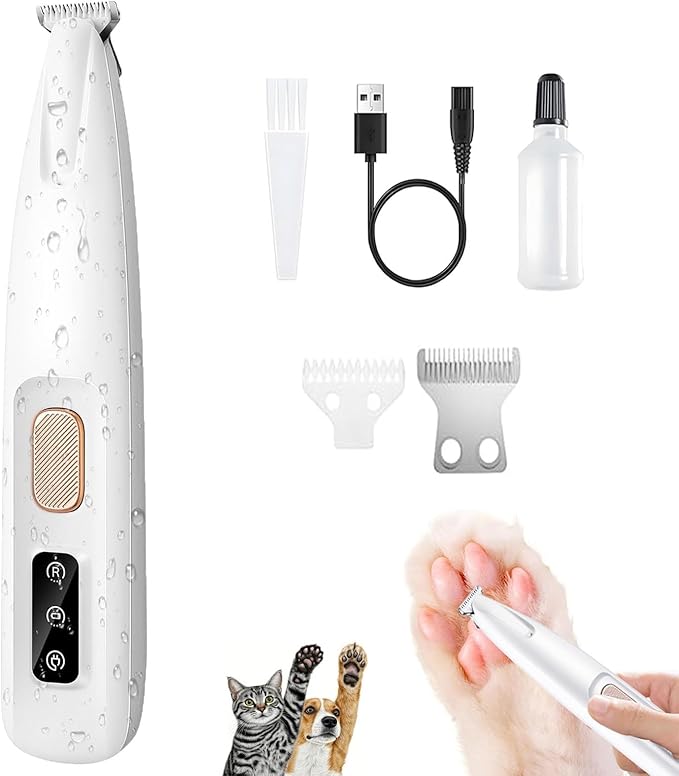 1PC Dog Paw Trimmer with LED Light,35dB Low Noise Precision Pet Paw Trimmer for Dogs Cats Grooming Clippers,Safety Electric Paw Hair Trimmer for Paws,Ears,Rump,Face,Eyes