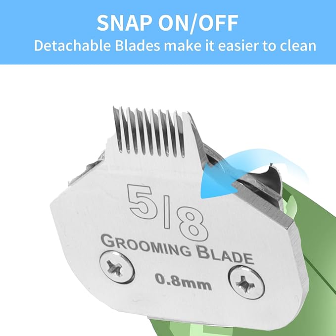 2 Pcs Size 5/8toe Detachable Dog Grooming Blades, Compatible with Andis, Oster A5, Wahl KM10 Series Clippers, Cut Length 0.8mm, Silver (5/8toe 0.8mm, 2Pcs)