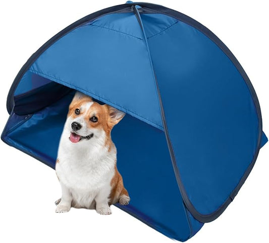 1pcs Pop Up Dog Cat Camping Tent, Blue Outdoor Play Tent House Portable Sun Shelter Pet Tent for Dogs Cats Puppy Kitty Other Small Animals, L
