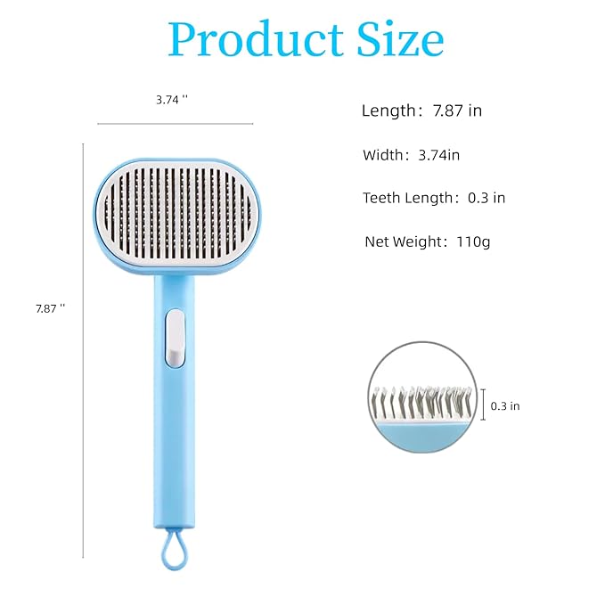 Cat Brush with Release Button for Shedding and Grooming, Self-Cleaning Shedding Brush for Easy Hair Removal, Suitable for Long and Short Haired Cats & Dogs