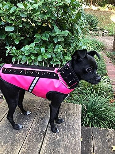 CoyoteVest SpikeVest Dog Harness Vest for Small Dogs, Reflective Dog Vest with Spikes to Shield Your pet from Coyotes, Raptor and Animal Attacks, Anti Hawk Vest, Made in USA (L-Fluorescent Orange)
