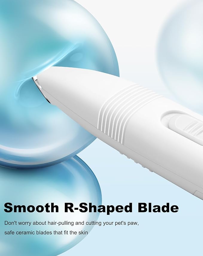 Dog Grooming Clippers, Dog Paw Trimmer with Detachable Ceramic Blade for Trimming Small Areas of Pet's Hair, Low Noise Paw Grooming Shaver for Cat's Eyes Face Ears Paws (White)