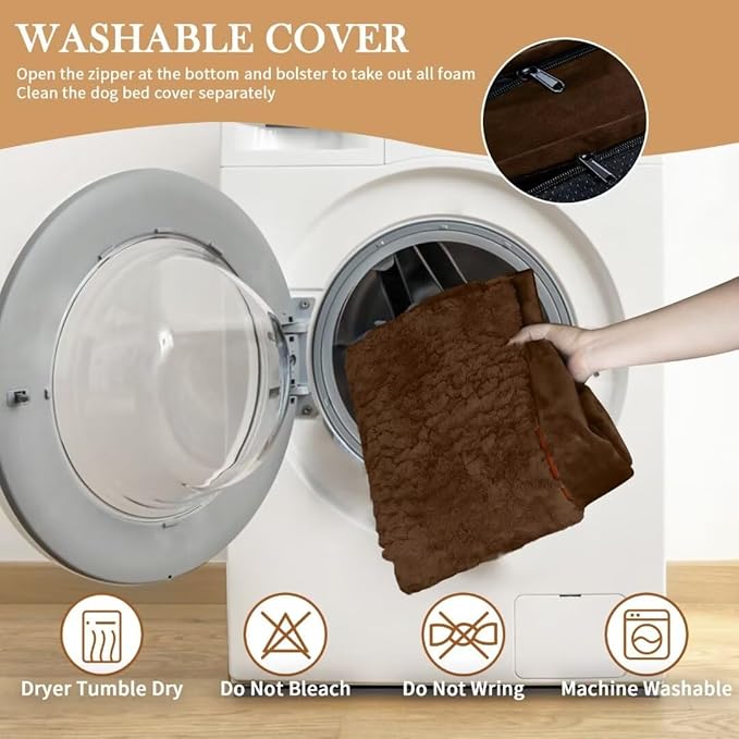 Orthopedic Jumbo Dog Bed for Extra Large Dogs, Jumbo Breed Waterproof Dog Bed, PV Washable Dog Sofa Bed with Removable Cover & Non-Slip Bottom(Jumbo,Chocolate Brown)