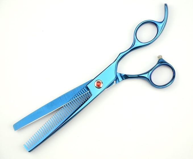 LILYS PET Professional PET Grooming scissors Kit,Coated Titanium,Sharp and Strong Stainless Steel Blade for Dogs Cats Hair Cutting,3 Pieces of Scissors with a Comb and a Case (7.0 inches, Blue)
