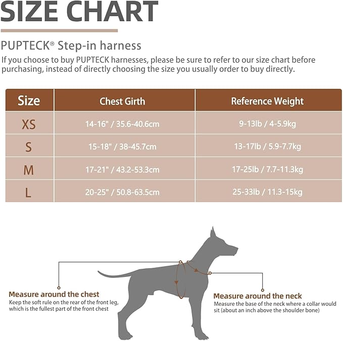 PUPTECK No Pull Dog Harness and Leash Set Reflective No Choke Step in Puppy Halter for XS Small and Medium Sized Dogs, Brown Tiger Print, Plush, M