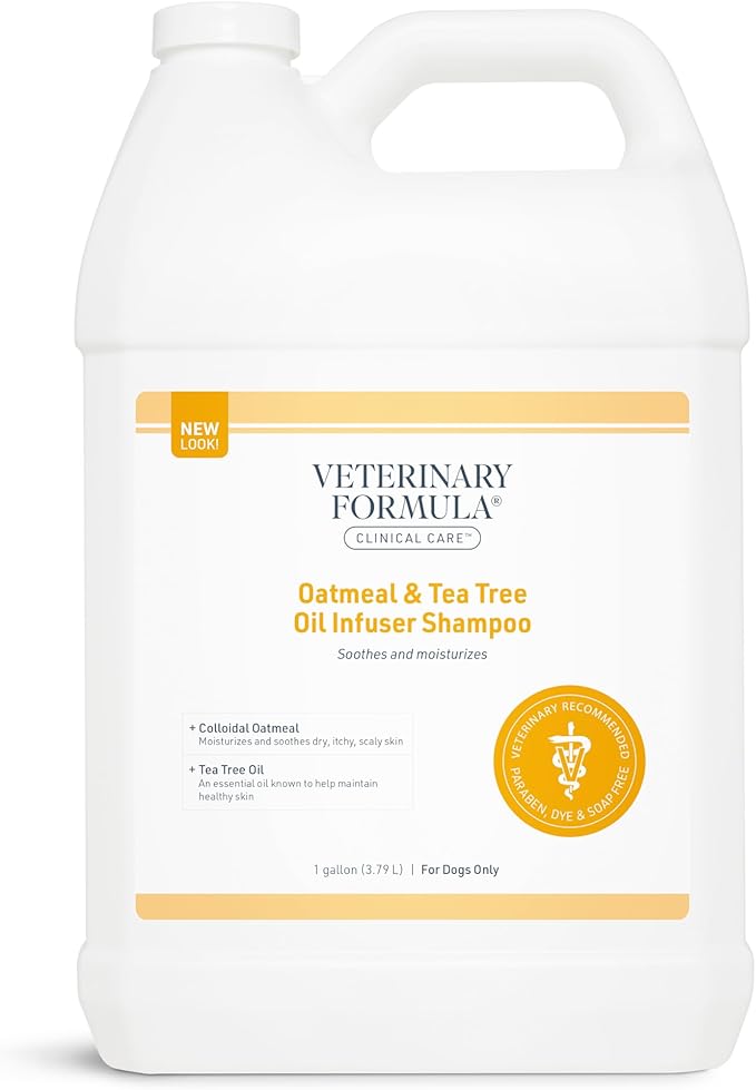 Veterinary Formula Clinical Care Dog Shampoo with Oatmeal and Tea Tree Oil, 128 oz – Fast-Acting, Gentle Medicated Shampoo for Dogs