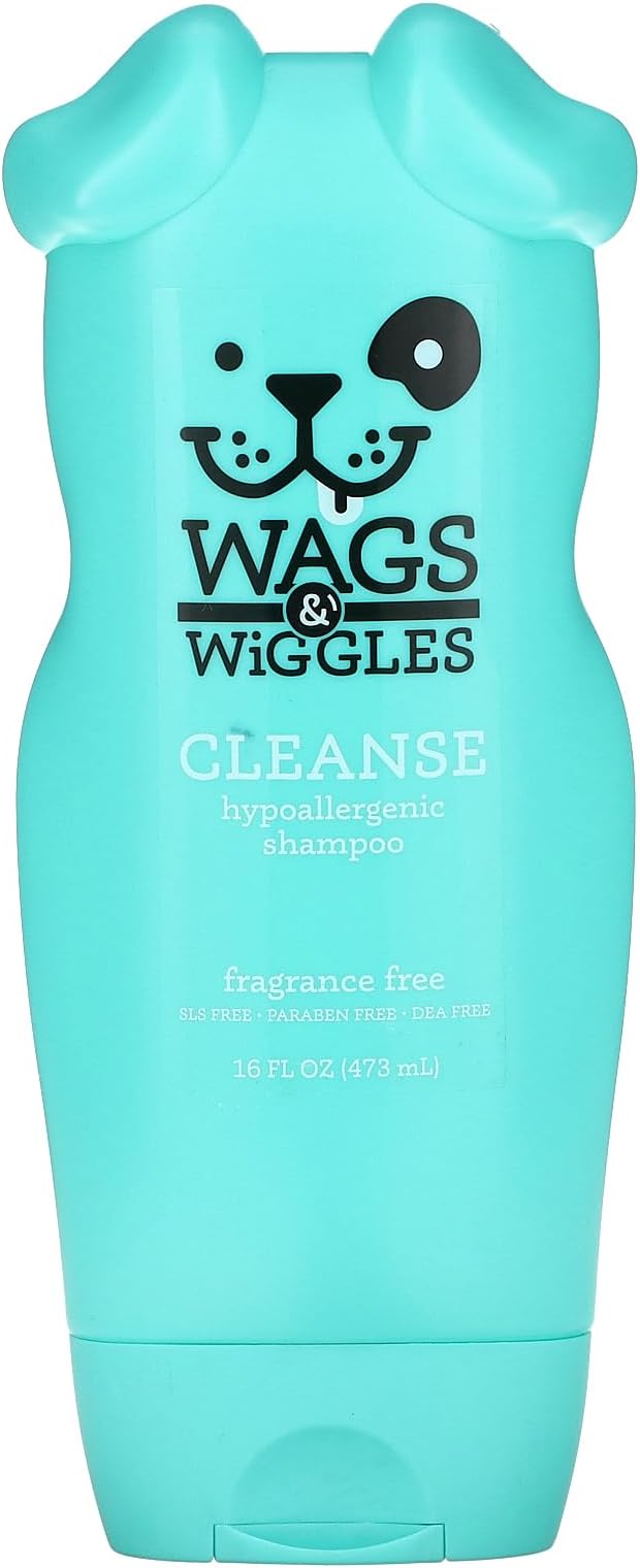 Wags & Wiggles Cleanse Hypoallergenic Dog Shampoo - Pet Wash for Dogs with Sensitive Skin - Without Fragrance Cleanser, 16 Fl oz