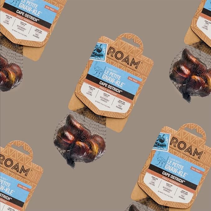ROAM Pet Treats Le Petite Gnaw-Kle Ostrich Knuckle Small Dog Chew for Small Dogs (Pack of 2)