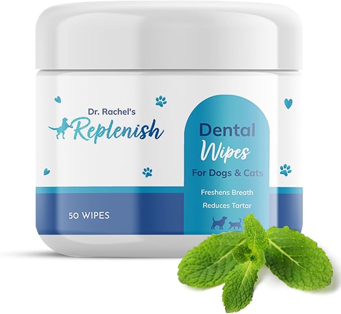 Replenish Dental Wipes for Dogs and Cats - Dog Teeth Cleaning Wipes - Pet Dental Finger Wipes for Dogs β Easy to Use Gentle Pet Dental Wipes - Effective Dog Teeth Cleaner - 50 Count