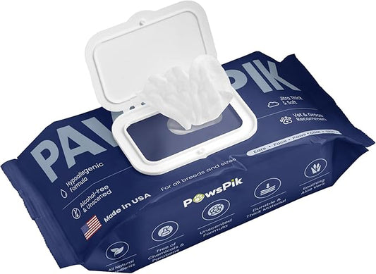 Made in USA Premium Pet Wipes with All Natural Ingredients for Dogs & Cats, Body, Ears, Face, Butt & Paws - 8x8 Inch Large - Unscented, Ultra Thick, Hypoallergenic & Alcohol-Free (1 Pack (100 pcs))