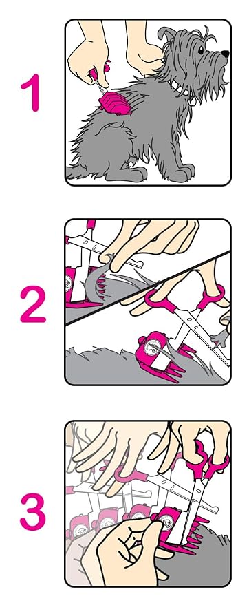 NO BUZZ Dog Clippers by SCAREDY CUT, + TINY TRIM Safety Scissor. A Silent Low Noise Pet Grooming Clipper, Right Handed Pink