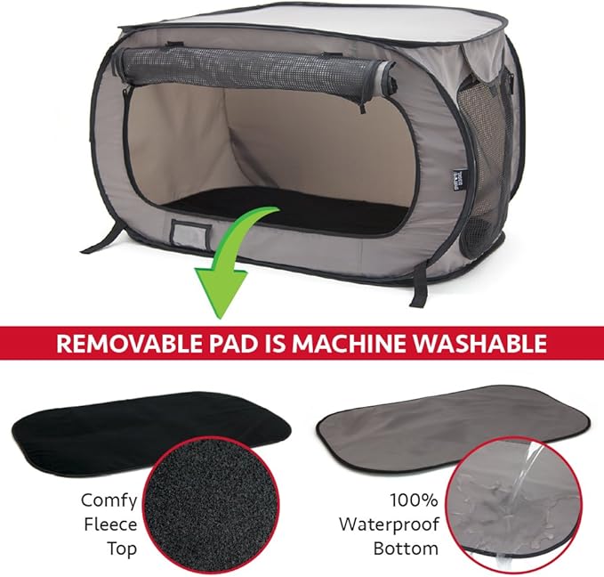 SportPet Designs Large Pop Open Kennel, Portable Cat Cage Kennel, Waterproof Pet bed, Carrier Collection