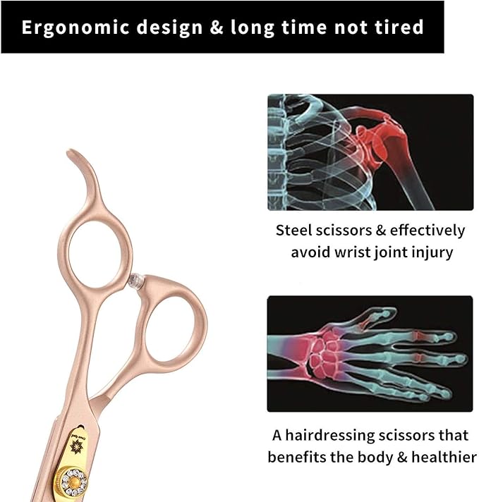 7 Inch Professional Pet Grooming Scissor, 440C Japanese Steel Straight & Curved & Thinning & Chunker Shears/Scissors for Dog Cat and More Pets (7-inch-Grooming Scissors Set 02)