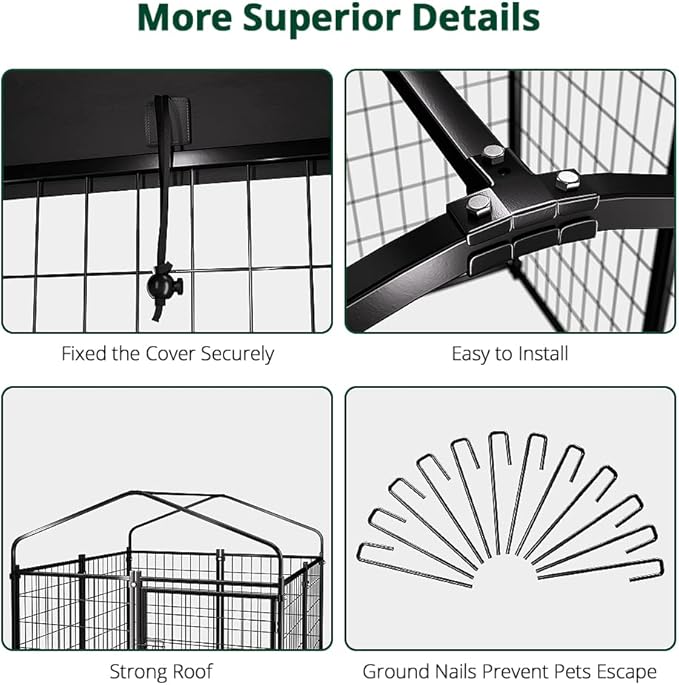 PawGiant Dog Kennel Outdoor, Dog House with Roof Waterproof Cover for Medium to Small Dog Outside 4ft x 4ft x 4.5ft, Pet Enclosures Crate Cage Playpen Run Indoor
