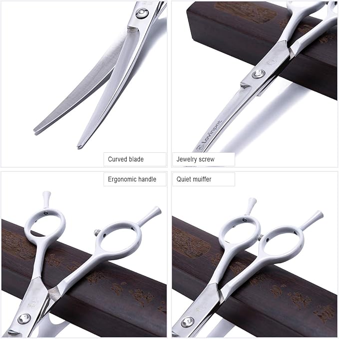LovinPet Dog Grooming Scissors/6CR grooming Scissors for Dogs/curved Scissors for Dog Grooming/dog Scissors Grooming/left/right-handed Safety Blunt-tip Dog Scissors for Grooming Eyes for Dogs And Cats