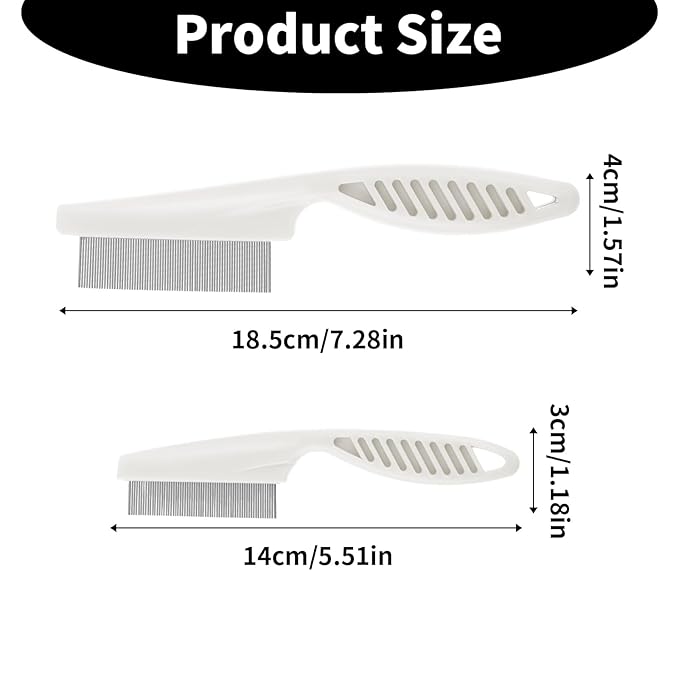 Pet Hair Comb Tear Stain Removal,2 Pack Multifunctional Pets Grooming Comb Kit 2 in 1 Dog Combs Stainless Grooming Massage Dual-Sided Comb for Knots Crust Floating Hair Tangle Fleas(White)