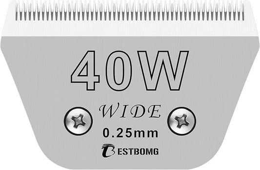 Size 40W Wide Detachable Pet Dog Grooming Blades-Cutting Length 1/100"(0.25mm),Compatible with Andis,Oster A5,Wahl km10 Clippers