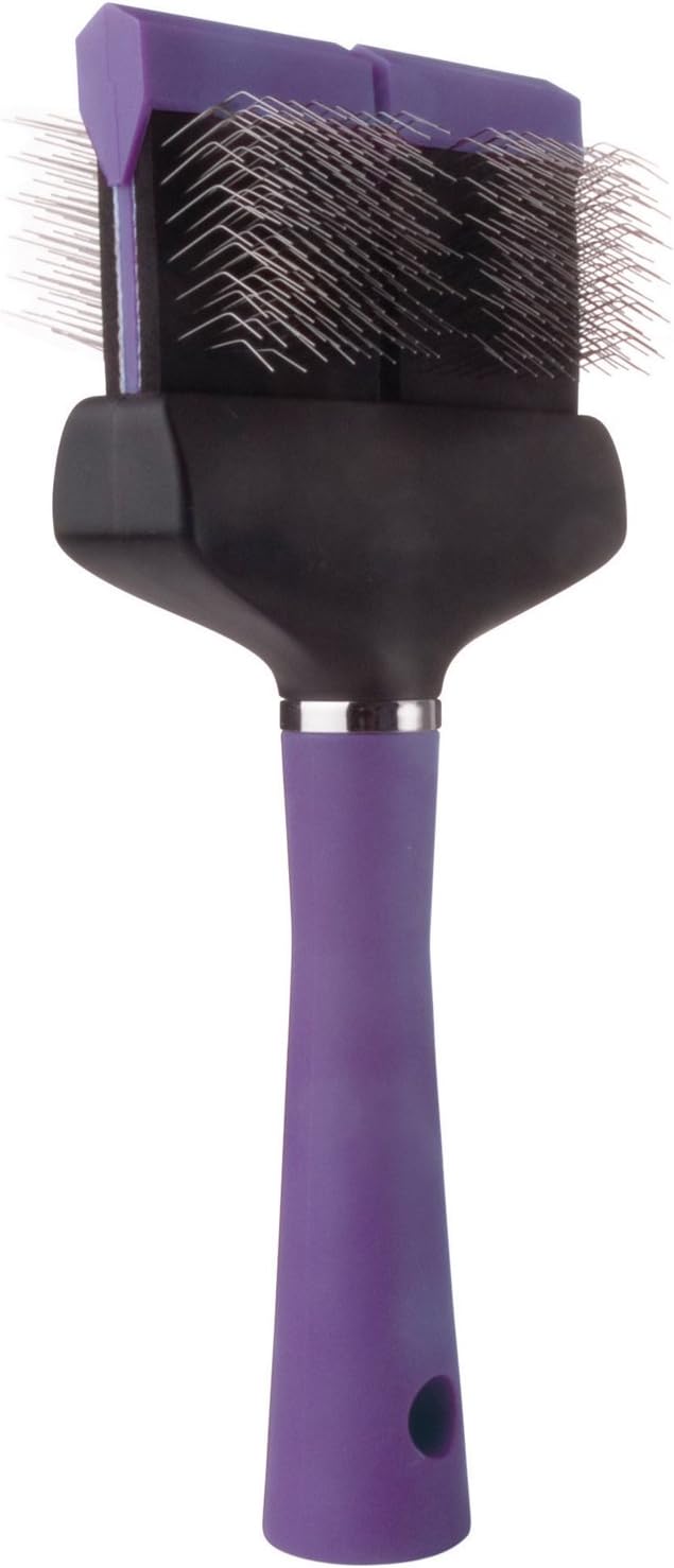 Master Grooming Tools Double-Sided Soft Flexible Slicker Brushes — Versatile Brushes for Grooming Dogs - Purple, 8"L x 4"W, Large