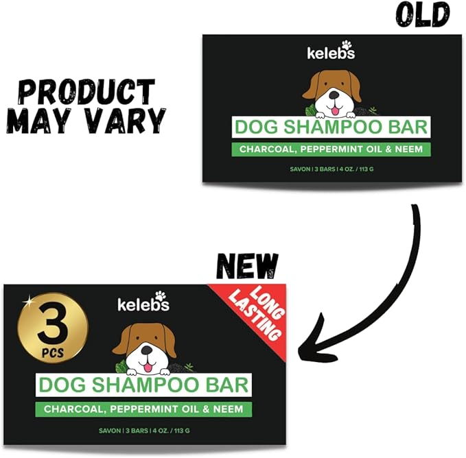 3 Bars - Whitening Dog Shampoo Bar with Charcoal – White Dog Shampoo with Natural Ingredients for Sensitive Skin