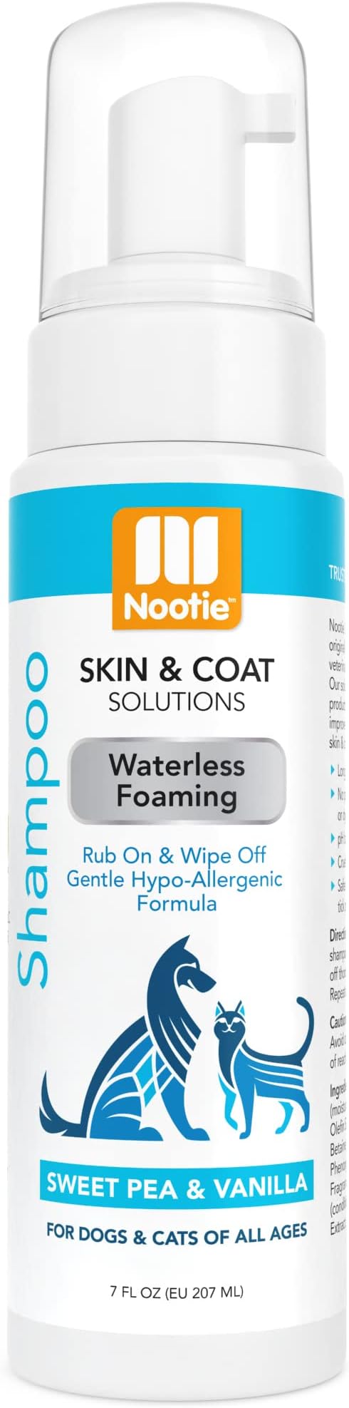 Nootie - Pet Waterless Foaming Shampoo for Sensitive Skin - No Rinse - Gentle Hypo-Allergenic Formula - Cleans & Conditions