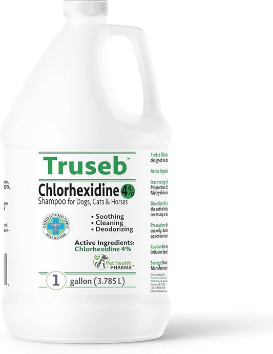 Topical Chlorhexidine 4% Shampoo for Dogs, Cats & Horses (Gallon)- with Aloe for Cleansing (USA) (Chlorhexidine 4% Shampoo, 1 Gallon)