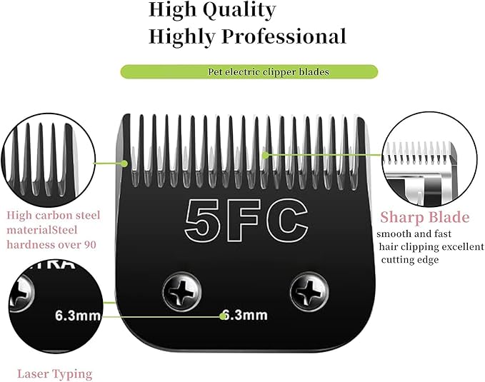 Detachable Pet Dog Clipper Blades,Compatible with Oster A5, Wahl KM Series Clippers,Made of Ceramic,Black,3PACK (103040)