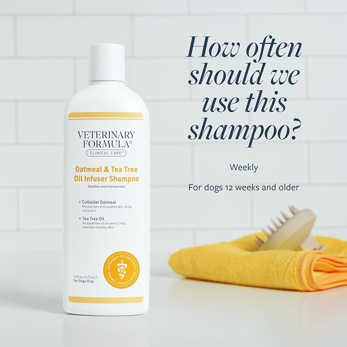 Veterinary Formula Clinical Care Dog Shampoo with Oatmeal and Tea Tree Oil, 128 oz – Fast-Acting, Gentle Medicated Shampoo for Dogs