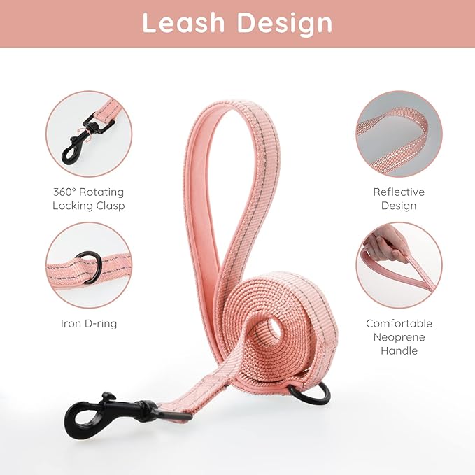 BELLA & PAL Puppy Harness with Leash Set, Dog Harness for Small Dogs No Pull, Dog Leash for Small Dogs, Step in Harness for Extra Small Dogs, Pink Harness, XS