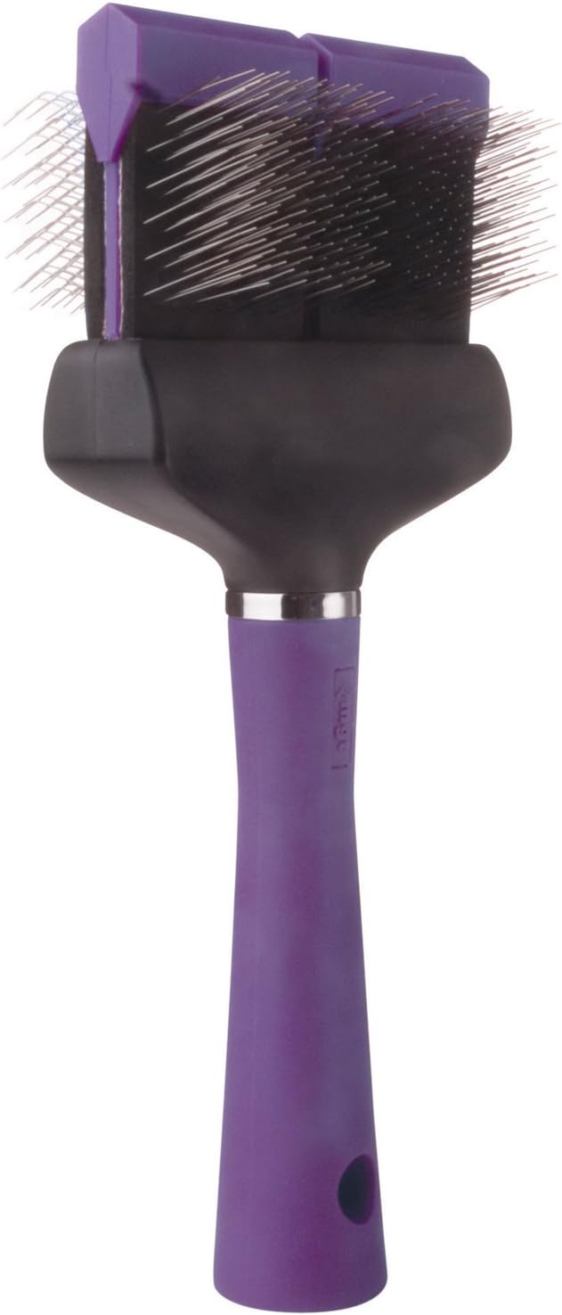 Master Grooming Tools Double-Sided Soft Flexible Slicker Brushes — Versatile Brushes for Grooming Dogs - Purple, 8"L x 4"W, Large