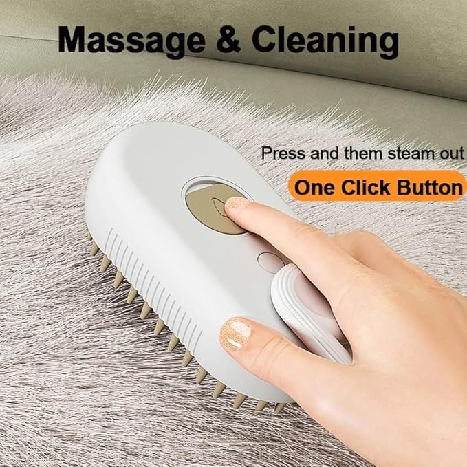 Pet Grooming Steam Brush for Dogs and Cats, Rechargeable Pet Hair Brush, Soft and Comfortable Bathing Brush for Shedding and Cleaning, Suitable for Long/Short Hair (Olive)