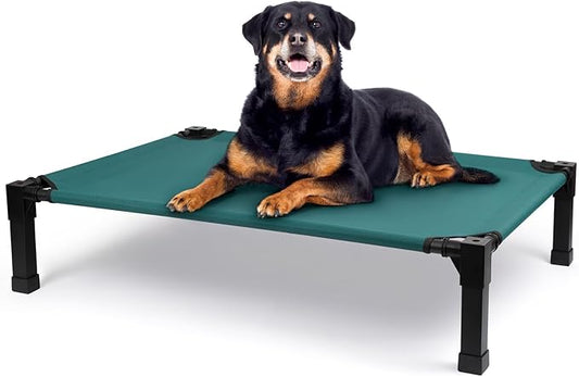 Cooling Elevated Dog Bed, Raised Dog Bed with Washable Breathable Mesh and Metal Frame, Portable Dog Cot Bed with No-Slip Feet for Outdoor and Indoor Use