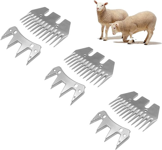 Sheep Grooming Clippers Replacement Blades Compatible with Oster/Lister/Heiniger/GDJOB/BEETRO/Dragro/TAKEKIT Sheep Clippers for Thick Coat Animals,Made of Stainless Steel (13 Tooth(3 PCS))