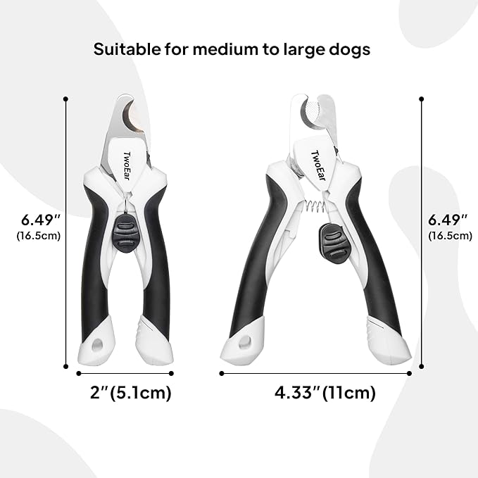 TwoEar Dog Nail Clippers with Light, Dog Nail Trimmers with Quick Sensor & Safety Guard, Razor Sharp Blade, LED Pet Nail Clippers/Dog Toenail Clippers for Medium Large Dogs, Black