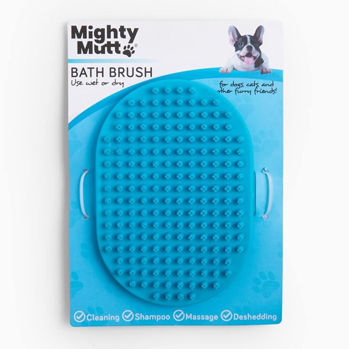 Mighty Mutt Pet Grooming Brush | Rubber Soft Bristles for Deep Cleaning | Massage Brush for Dogs and Cats | 1 pc