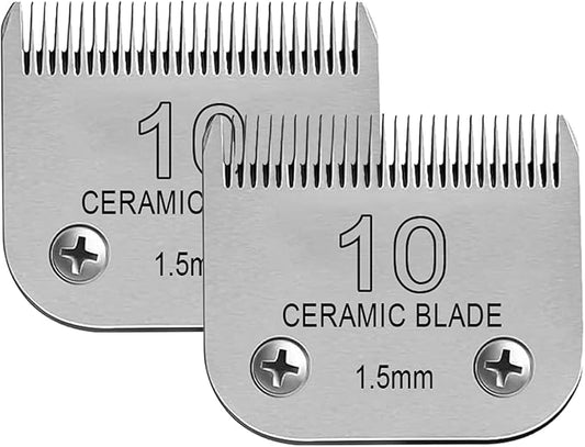 Detachable Pet Dog Clipper Blades, Compatible with Size-10 (1.5mm), Most Oster A5, KM Series Clippers,Made of Stainless Steel Blade 2Pack