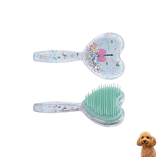 Small Dog Brush, Soft Dog Grooming Brush for Shih Tzus, Yorkies, Maltipoos, Maltese, Love Shape Puppy Massaging Pet Hair Brush, Cat Brush, for Small Dogs Cats of All Hair Types(Sky Blue)