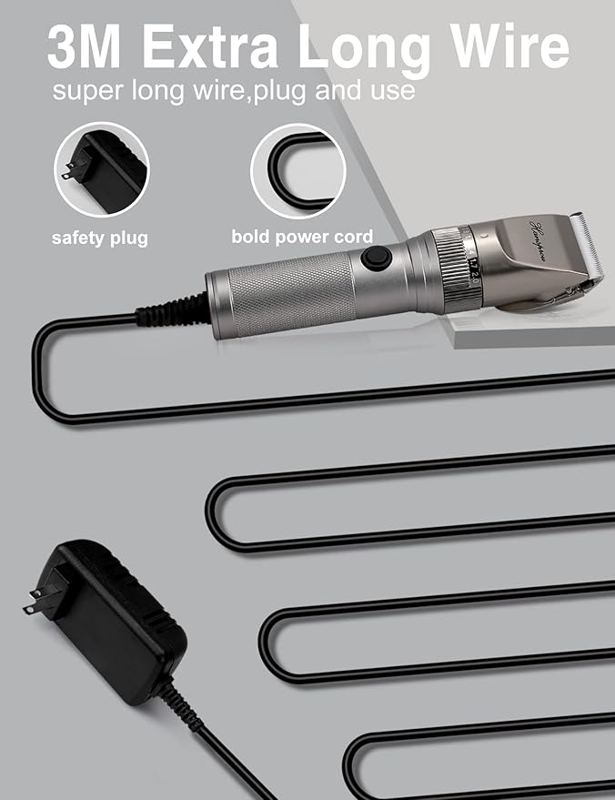 Dog Grooming Clippers High Power Dog Clipper for Thick Heavy Coats Low Noise Plug-in Pet Trimmer Pet Professional Grooming Clippers with Guard Combs Brush for Dogs Cats and Other Animals