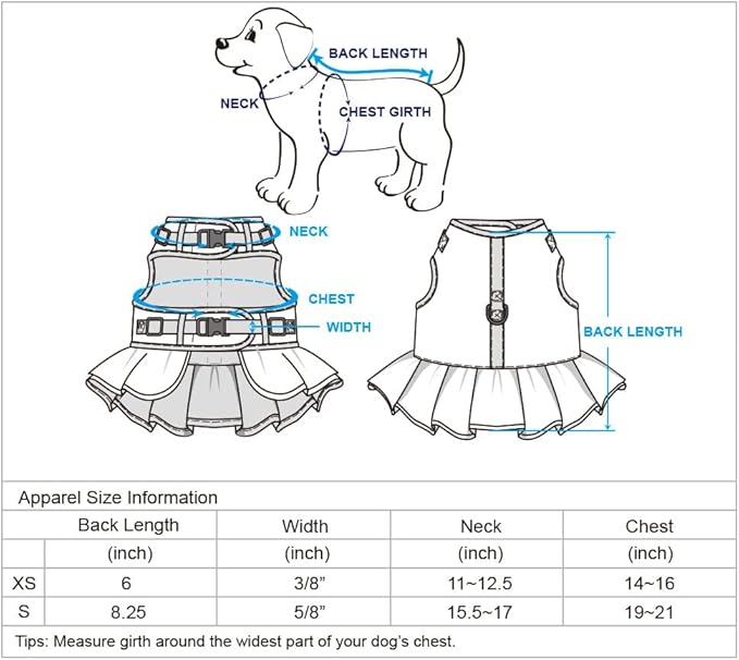 Blueberry Pet Soft & Comfy Spring Scent Inspired Floral No Pull Mesh Dog Costume Harness Dress, Pastel Blue, Chest Girth 19"-21", Small, Adjustable Harnesses for Dogs
