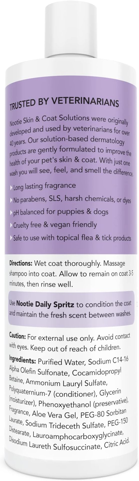 Nootie - Pet Shampoo for Sensitive Skin - Revitalizes Dry Skin & Coat - Natural Ingredients - Gentle Dog Shampoo - Cleans & Conditions 16 oz