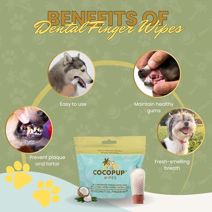 Dog Teeth Cleaning Wipes Ear Nose Paws Fur Cleaner Pure Coconut Oil