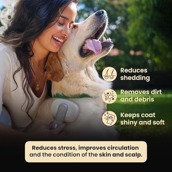 Bark&Bliss Self Cleaning Slicker Brush – Skin-Friendly Deshedding Grooming Tool for Dogs & Cats, Suitable for Shedding & Long-Haired Pets, Puppy Brush, Pet Grooming Brush, Cat Brush for Shedding