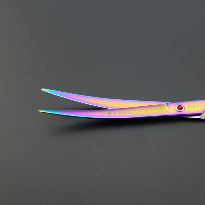 Kingstar 8.0in. Professional Pet Grooming Scissors Set,Titatium Plated Straight & Thinning & Curved Scissors Set with Comb,Dog Grooming,A563