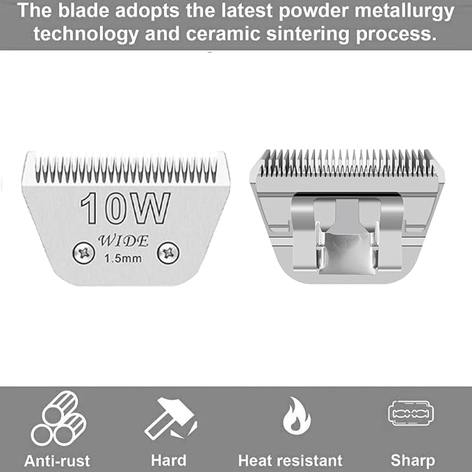 Wide Blades for Dog Grooming Blades Compatible with Andis,Oster A5,Wahl km10 Dog Clippers Stainless Steel Blades Blades for Animal Dog,Cat,Horse, (#10W(1.5mm)/2PCS)
