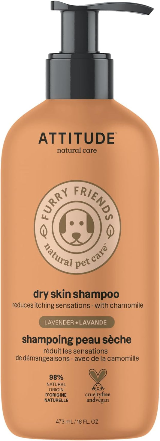ATTITUDE Itch Soothing Shampoo for Cat & Dog, Vegan and Cruelty-Free, Lavender, 16 Fl Oz