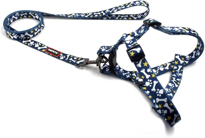 QQPETS Dog Harness Leash Set Adjustable Heavy Duty No Pull Halter Harnesses for Small Medium Large Breed Dogs Back Clip Anti-Twist Perfect for Walking (S(14"-20" Chest Girth), Bone)