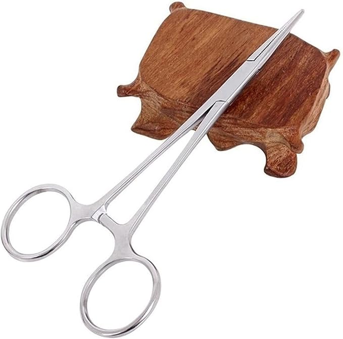 WYSUMMER Stainless Steel Dog Cat Pet Forceps Scissors Ear Hair Clamp Fishing Scissors Tools (18CM straight)