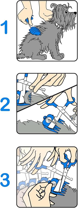 Scaredy Cut Silent Clipper + Dematting Comb Pet Grooming Kit, Blue, Right-Handed 17pc RH + Dematting, Blue